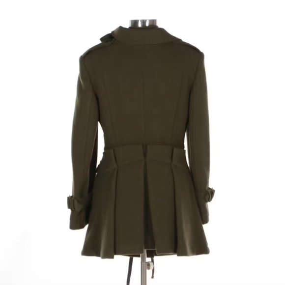 Alexander McQueen Asymmetrical Zip-Front Utility Style Coat in Green Wool Sz 44 - Picture 3 of 5